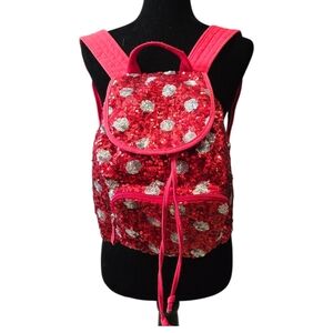 Pre-Owned Disney Parks Minnie Mouse Polka Dot Red Silver Sequined Mini Backpack